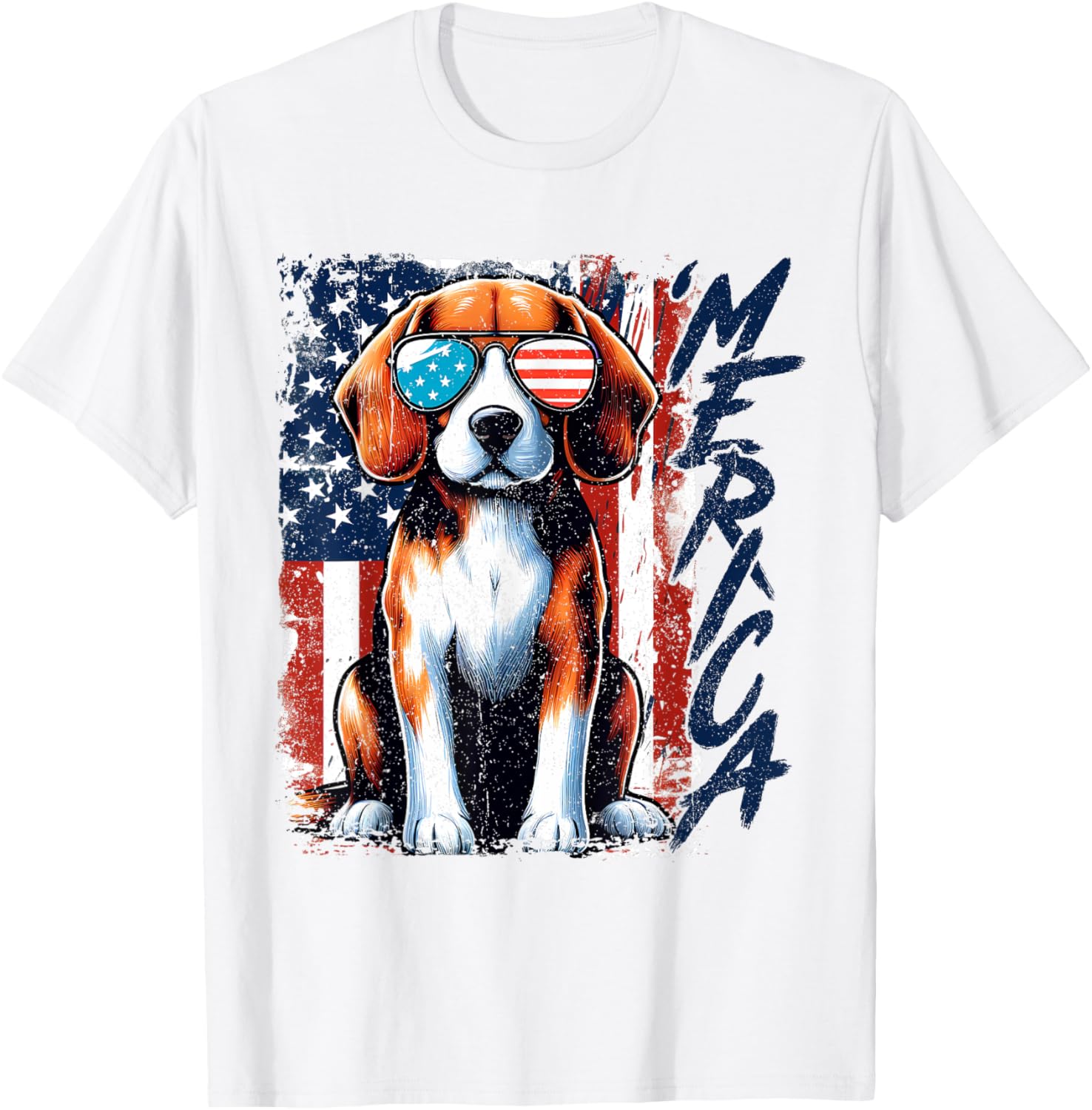 Merica Beagle American Flag Patriotic Sunglasses Freedom