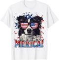 4Th Of July Merica Border Collie Dog Usa Flag Kids Men Women