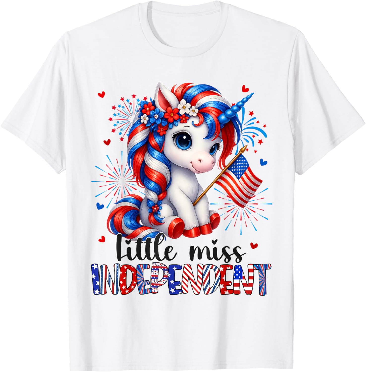 Miss Independent Unicorn 4Th Of July Fireworks Usa Flag Girl