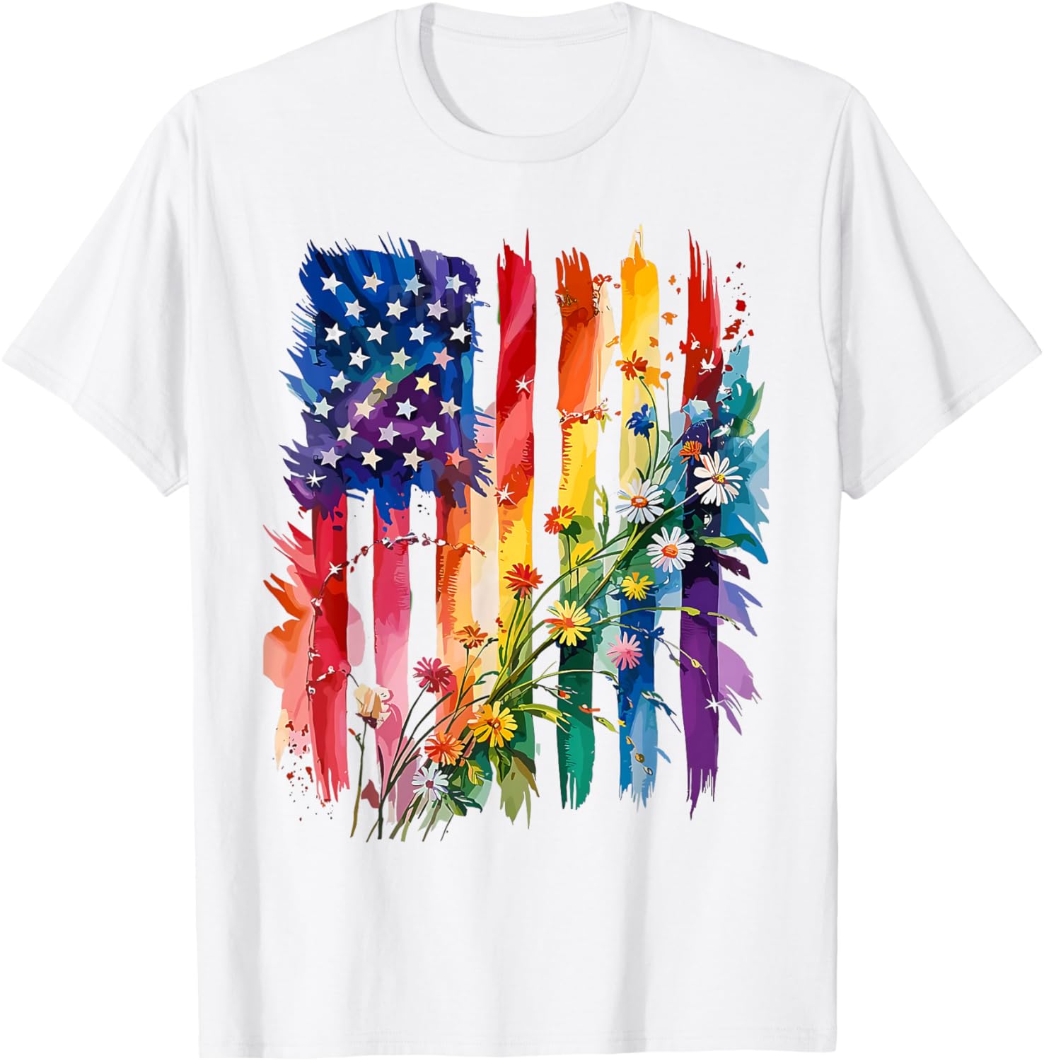 Subtle Wildflowers Lgbtq Pride Month Floral Us American Flag