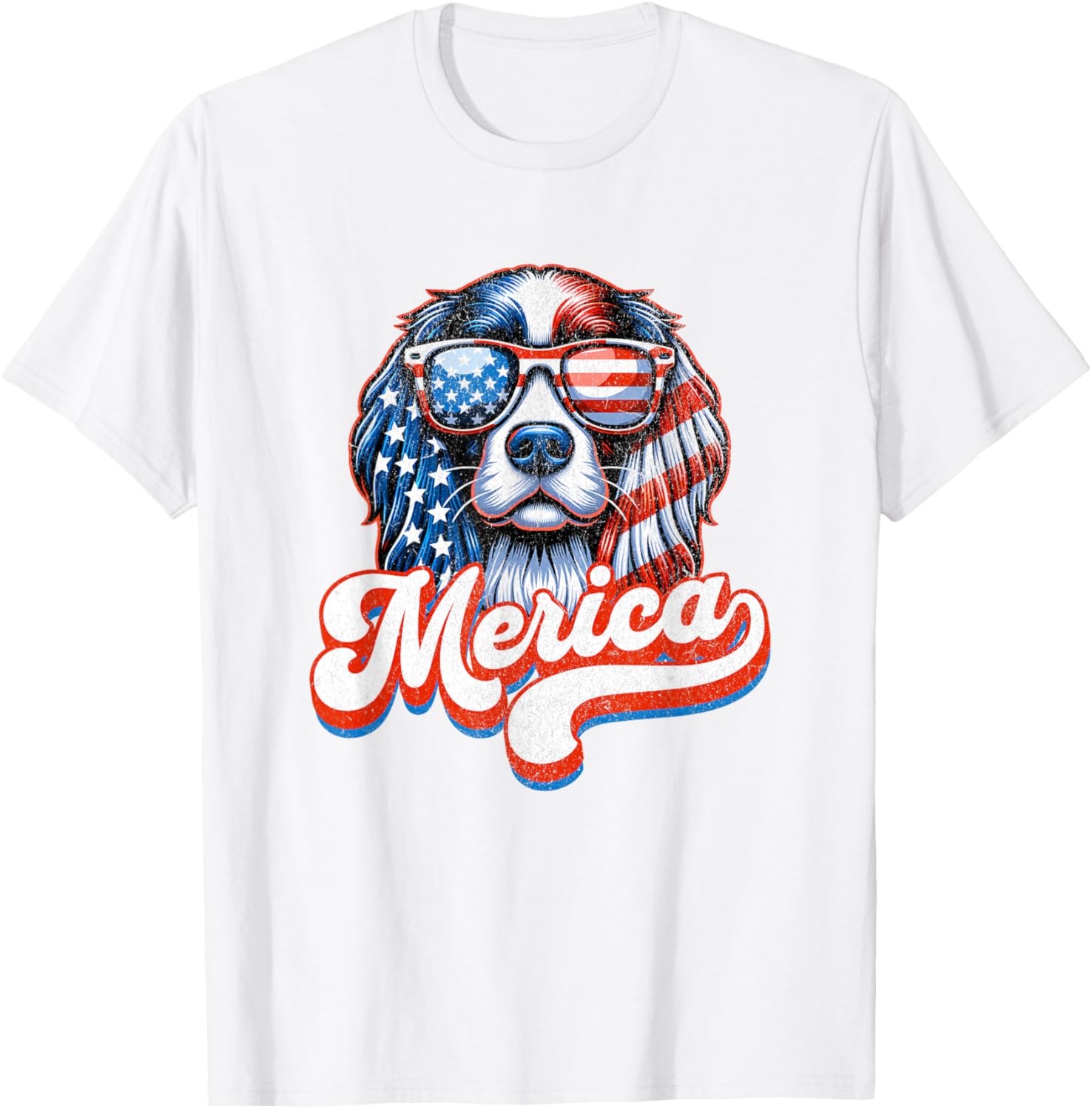 Patriotic Cute English Springer Spaniel Dog American Flag