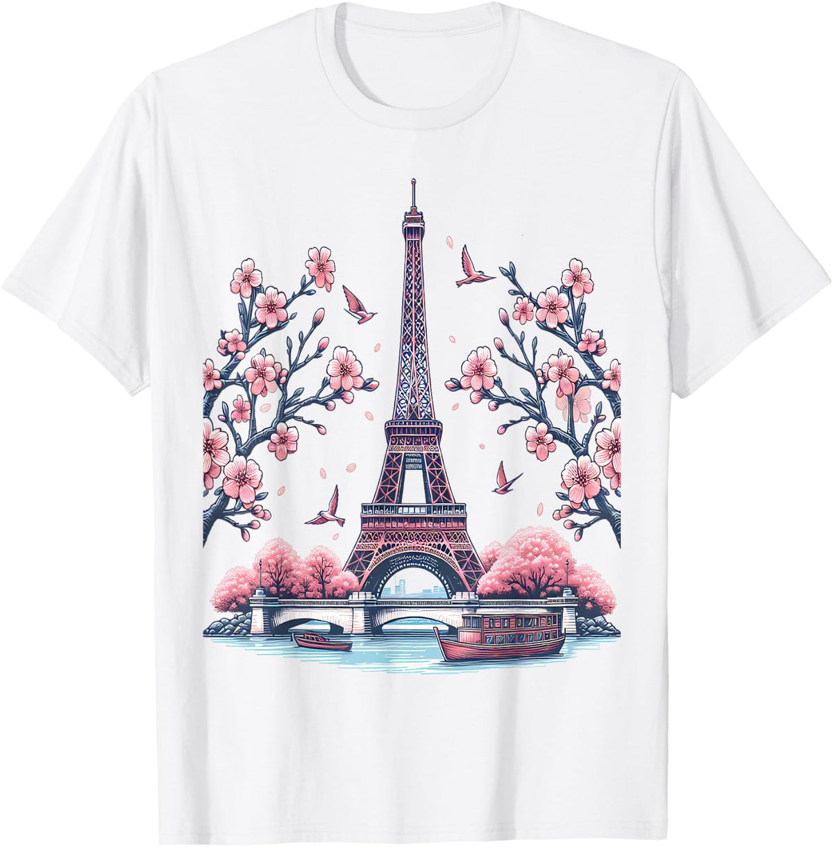 Parisian Souvenir Eiffel Tower Cherry Blossom Shirt 393