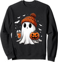 Cute Ghost Drinking Coffee Halloween Ghost Ice Coffee Womens Sweatshirt
