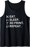 Fun T Shirt 3D Printing Eat Sleep 3D Print Repeat Tank Top