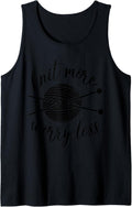 Knit More Worry Less Yarn Tee Shirt Women Crochet Lover Gift Tank Top