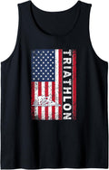 American Flag Triathlon T Shirt Usa 4Th Of July Gift Tank Top