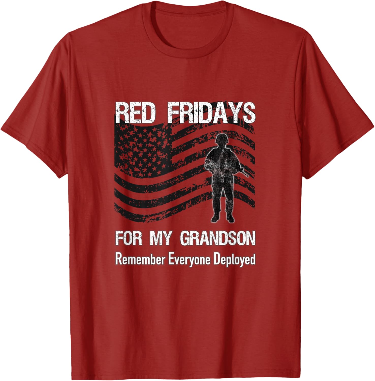 Red Friday Grandson Military American Flag Deployed