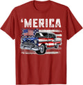 Merica American Flag Old Car 4Th Of July Kids Boy Women Men