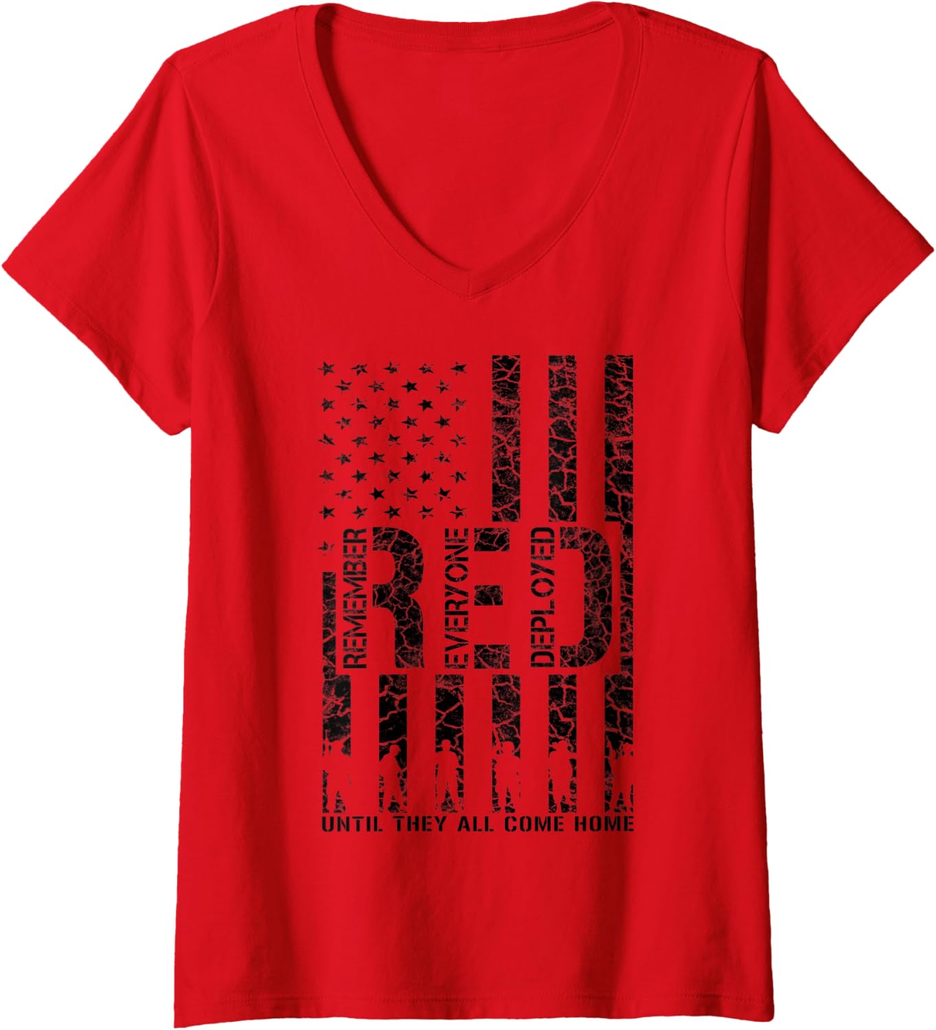 Womens Remember Everyone Deployed Red Friday Military V Neck