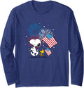 Peanuts Snoopy Woodstock American Flags Fireworks Long Sleeve