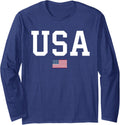 Usa Casual Long Sleeve Graphic Tee Shirt Women Men Patriotic Long Sleeve