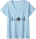 Womens Knitting Heartbeat Wool Yarn Crocheting Gifts V-Neck