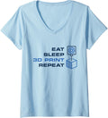 Eat Sleep 3D Print Repeat 3D Printer Printing Fans V Neck