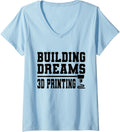 Womens Building Dreams 3D Printing 3D Printer V Neck