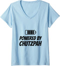 Womens Powered By Chutzpah Funny Yiddish Jewish V Neck
