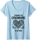 Womens Funny Crochet Yarn Lover Women Crocheter Design V-Neck