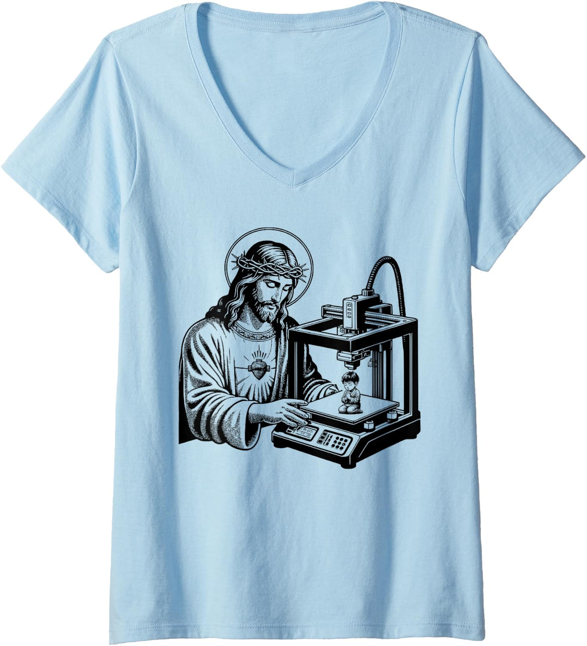 Womens Jesus Christ Printing A Figure Of A Praying Kid 3D Printer