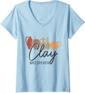 Womens Clay Whisperer Funny Pottery Potter Vintage Ceramic Artist V Neck