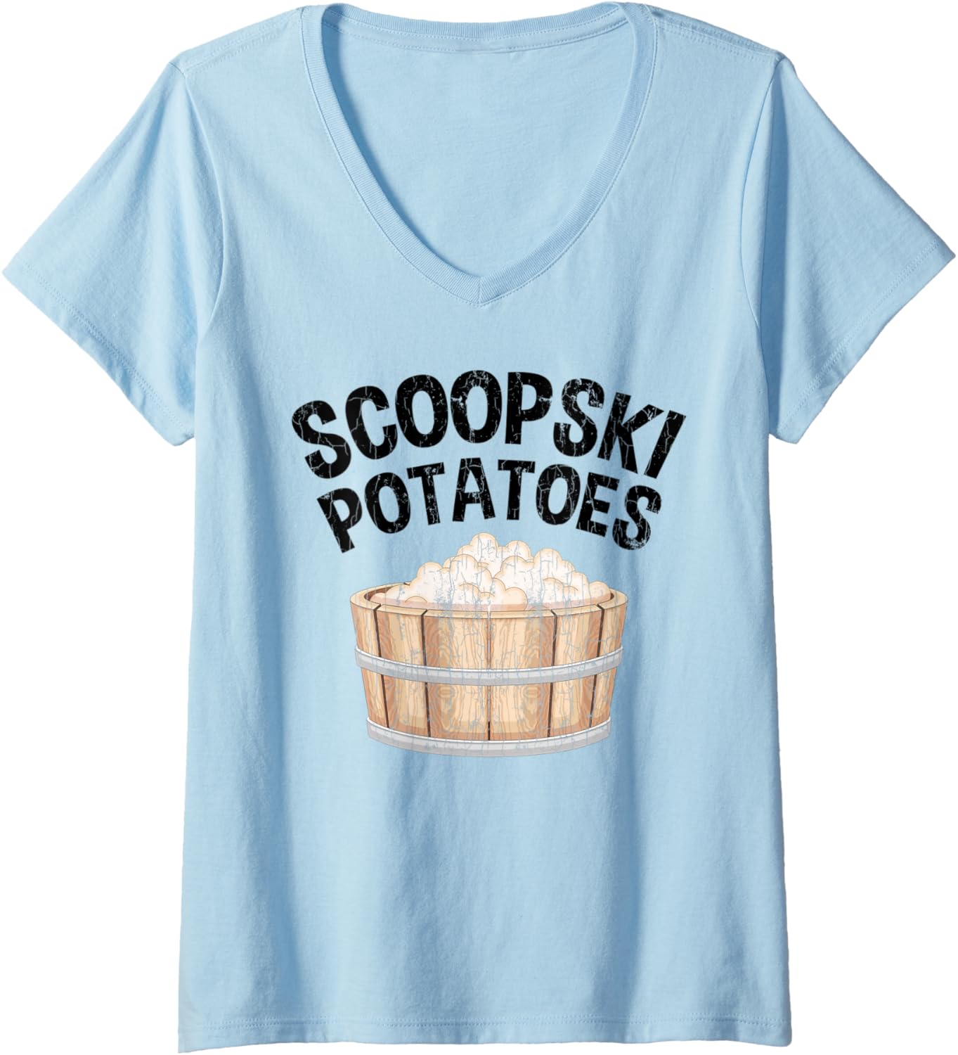 Womens Scoopski Potato Funny Potatoes Vegetables Chips Graphic V Neck