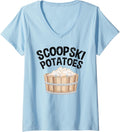 Womens Scoopski Potato Funny Potatoes Vegetables Chips Graphic V Neck