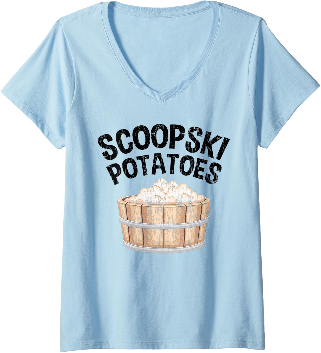 Womens Scoopski Potato Funny Potatoes Vegetables Chips Graphic V Neck