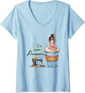 Quilting Yarn Graphic Design Seamstress Sewing Themed V-Neck