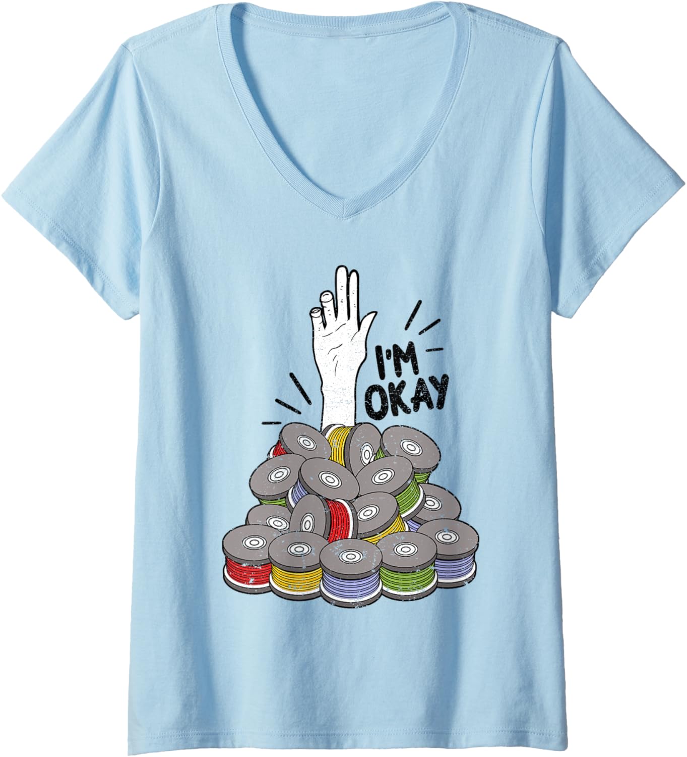Womens Im Okay 3D Printing Filament Funny 3D Printer V Neck