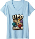 Womens UFO Collector Funny Knitting Crochet Yarn V-Neck