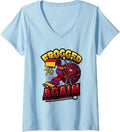 Womens Frogged Again Funny Knitting Crochet Yarn V-Neck