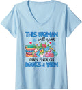 Womens Never Own Enough Books and Yarn Funny Bookaholic V-Neck