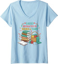 Womens Easily distracted by Books and yarn V-Neck