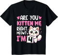 Kids 4th Birthday Shirt Girl 4yr Four 4 Year Old Kitten Cat Birthday Design 21