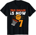 Kids This Baller Is Now 7 Basketball 7th Birthday Boys Kids Design 395