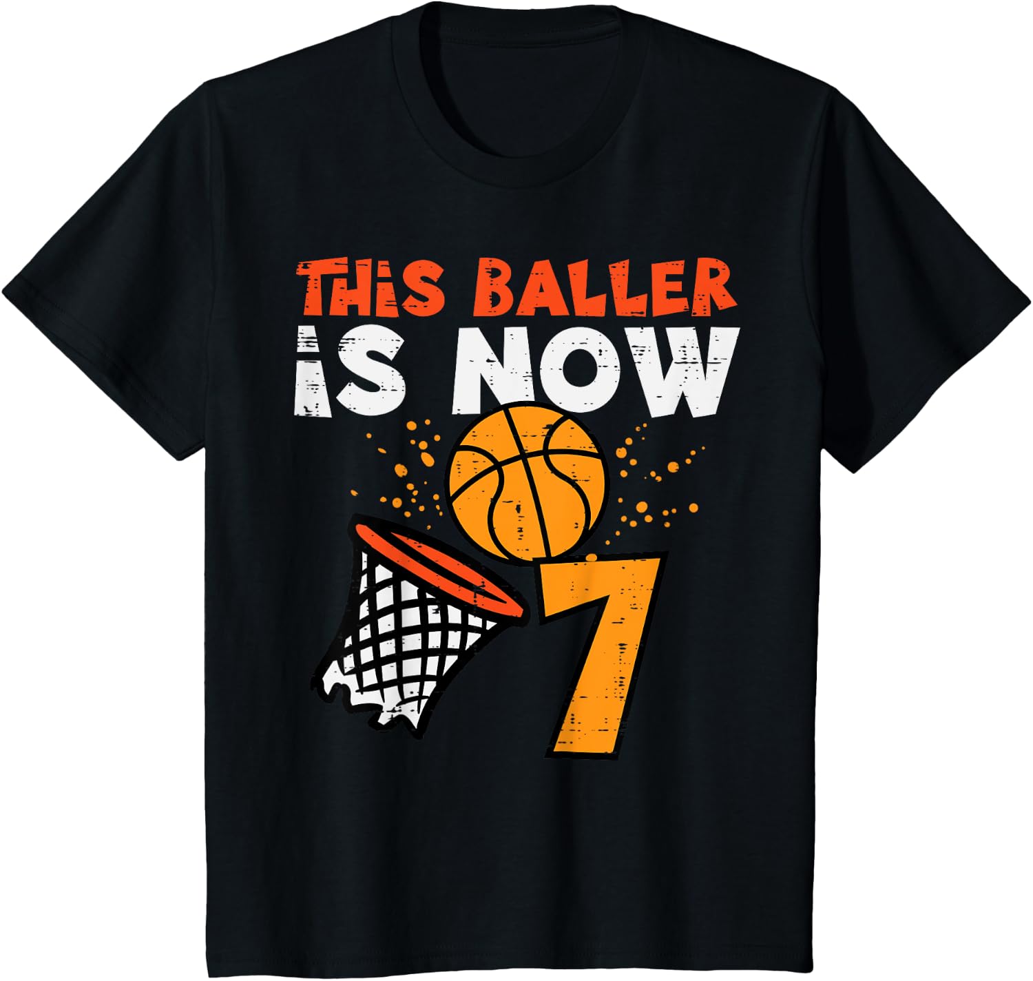 Kids This Baller Is Now 7 Basketball 7th Birthday Boys Kids Design 395