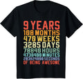 Kids 9 Years Old 9th Birthday Vintage Months Days Retro Birthday Gift Design 310