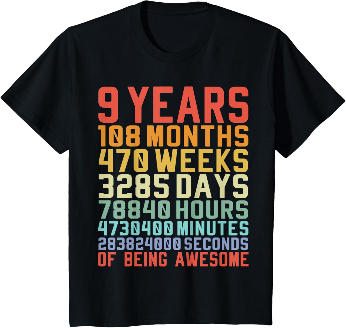 Kids 9 Years Old 9th Birthday Vintage Months Days Retro Birthday Gift Design 123