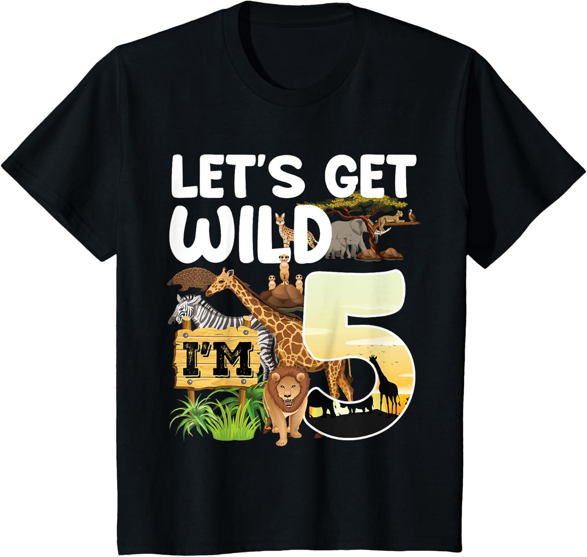 5 Year Old Zoo Birthday Safari Jungle Animal 5th Birthday Design 104