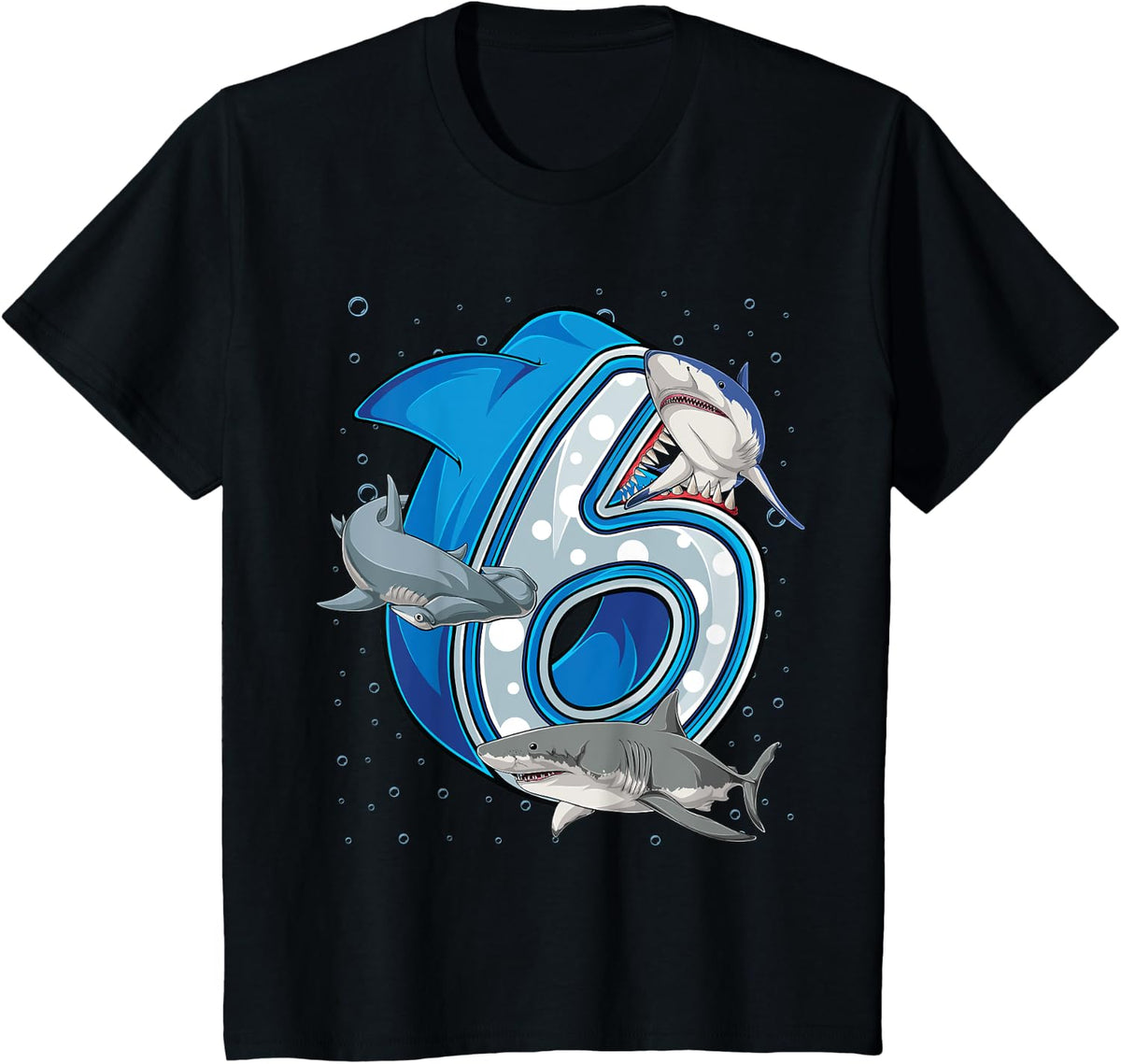 Kids 6th Birthday Boys Shark 6 years Old Ocean Shark Birthday Design 17