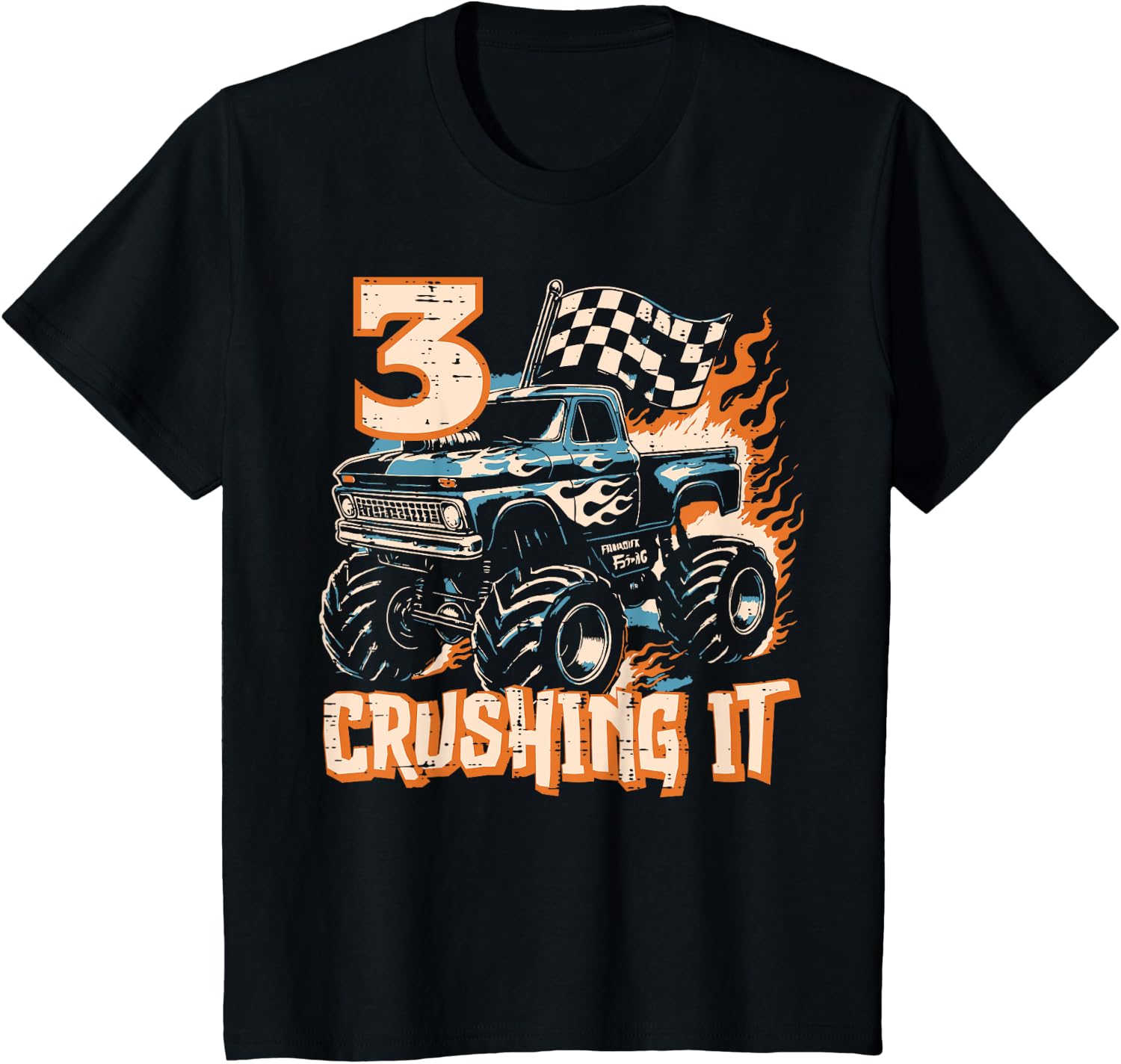 Kids 3 Crushing It Monster Truck Cool 3rd Birthday Boys Kids Design 183