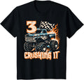 Kids 3 Crushing It Monster Truck Cool 3rd Birthday Boys Kids Design 104