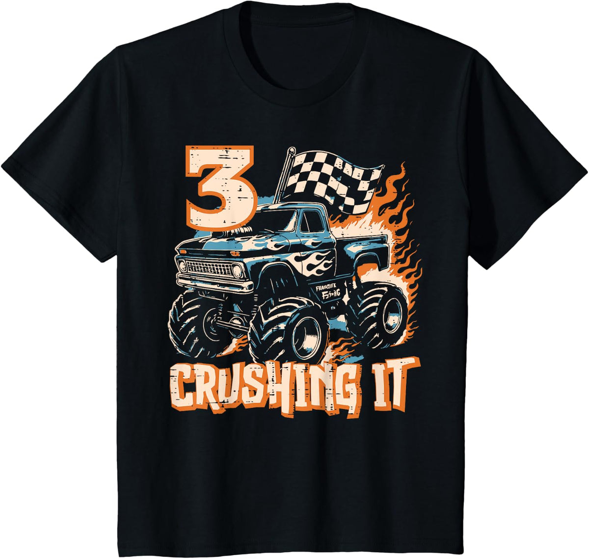 Kids 3 Crushing It Monster Truck Cool 3rd Birthday Boys Kids Design 207