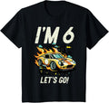Kids 6th Birthday I'm 6 Lets Go Race Car Six Year Old Birthday Boys Design 9