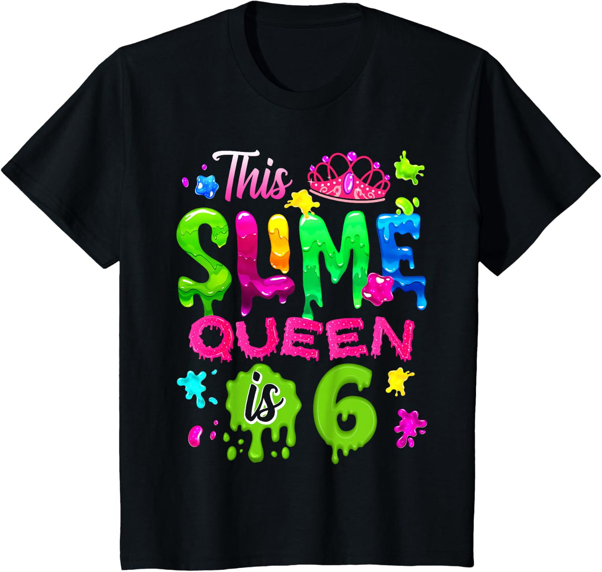 Kids 6 Years Old Birthday Party 6th Birthday This Slime Queen is 6 Design 360