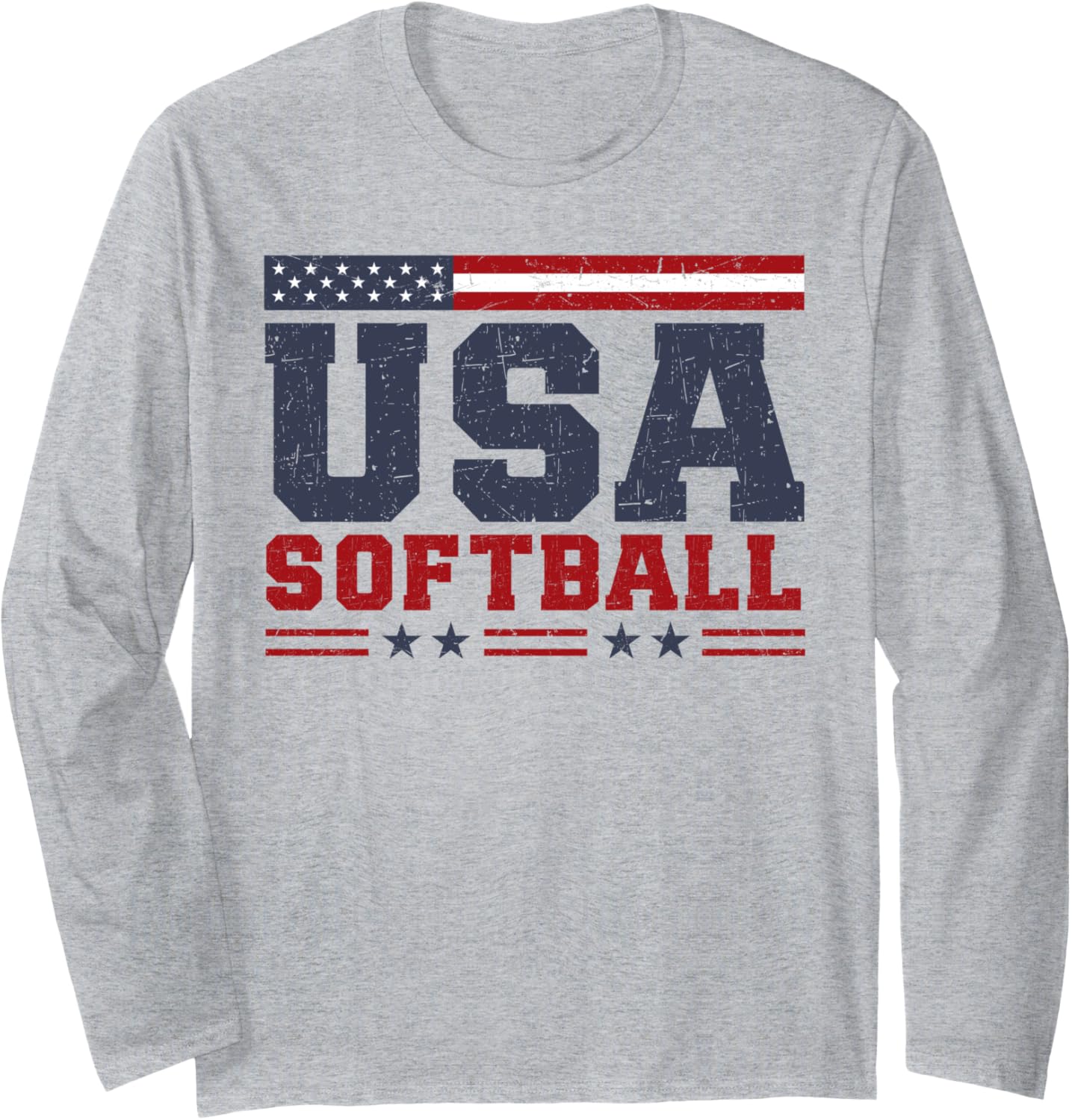 Softball Usa American Flag Women Men Patriotic Softball Fan Long Sleeve