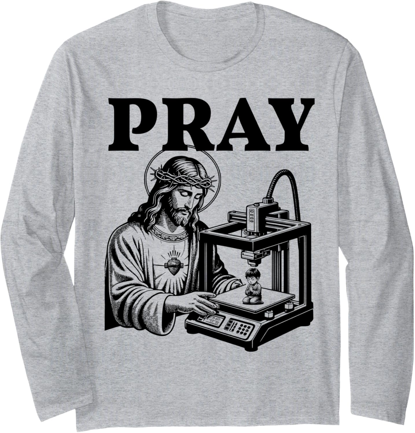 Jesus Christ Printing Figure Praying Kid 3D Printer Pray Long Sleeve