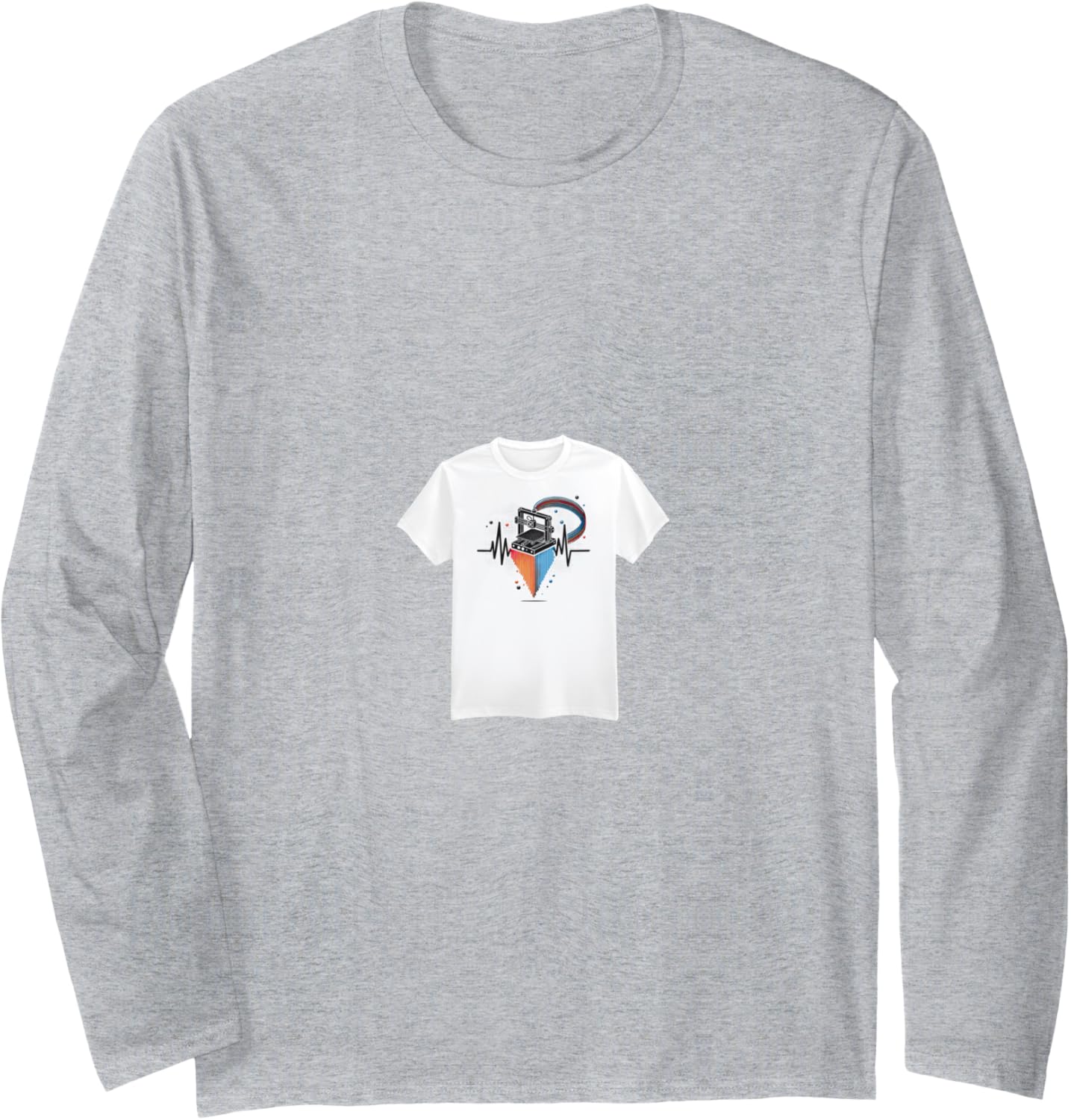 Funny 3D Printer Ekg Heartbeat Art Print Slice Operator Long Sleeve