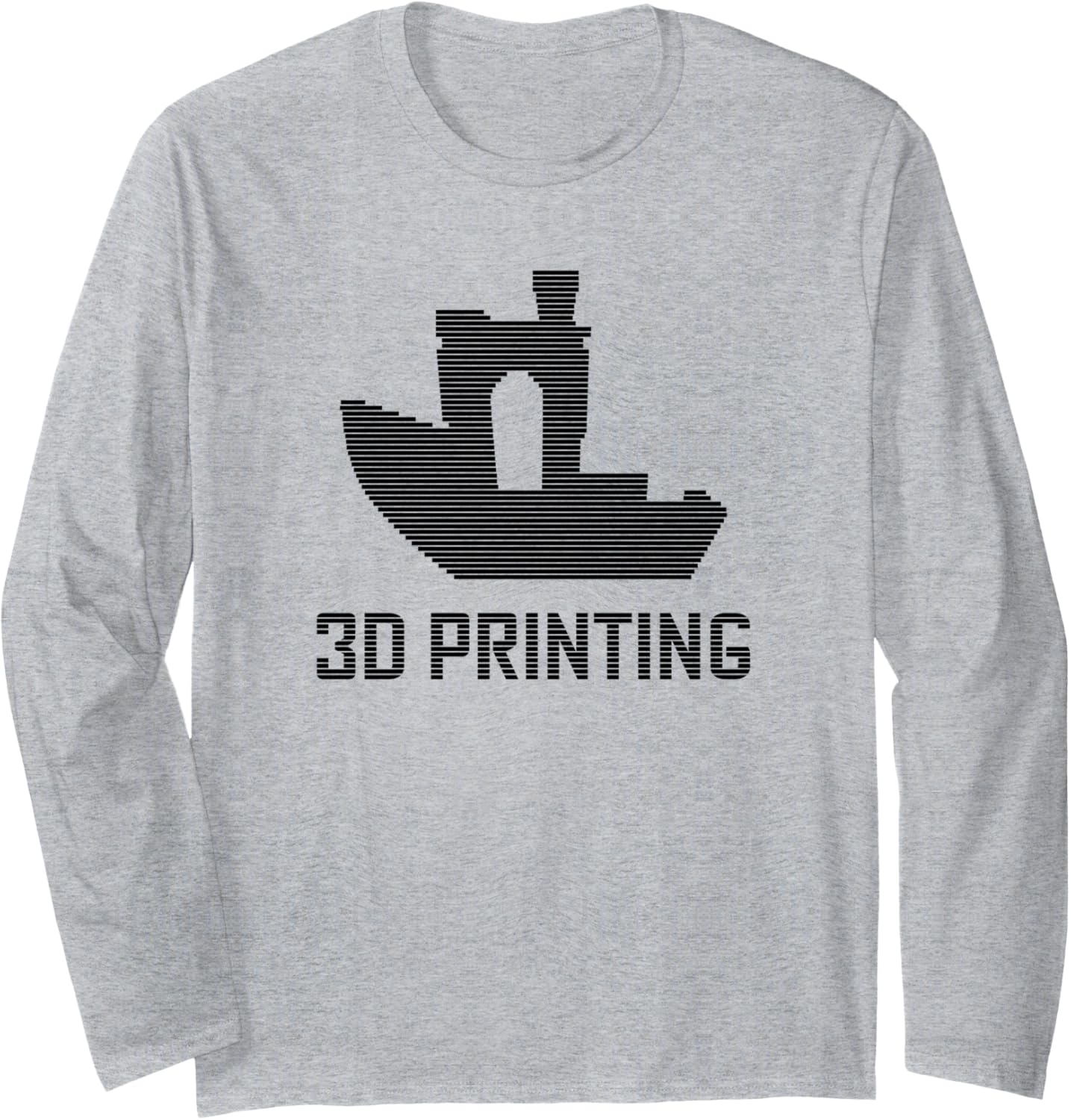 Benchy Shape Black Filament Layers 3D Printing Enthusiast Long Sleeve