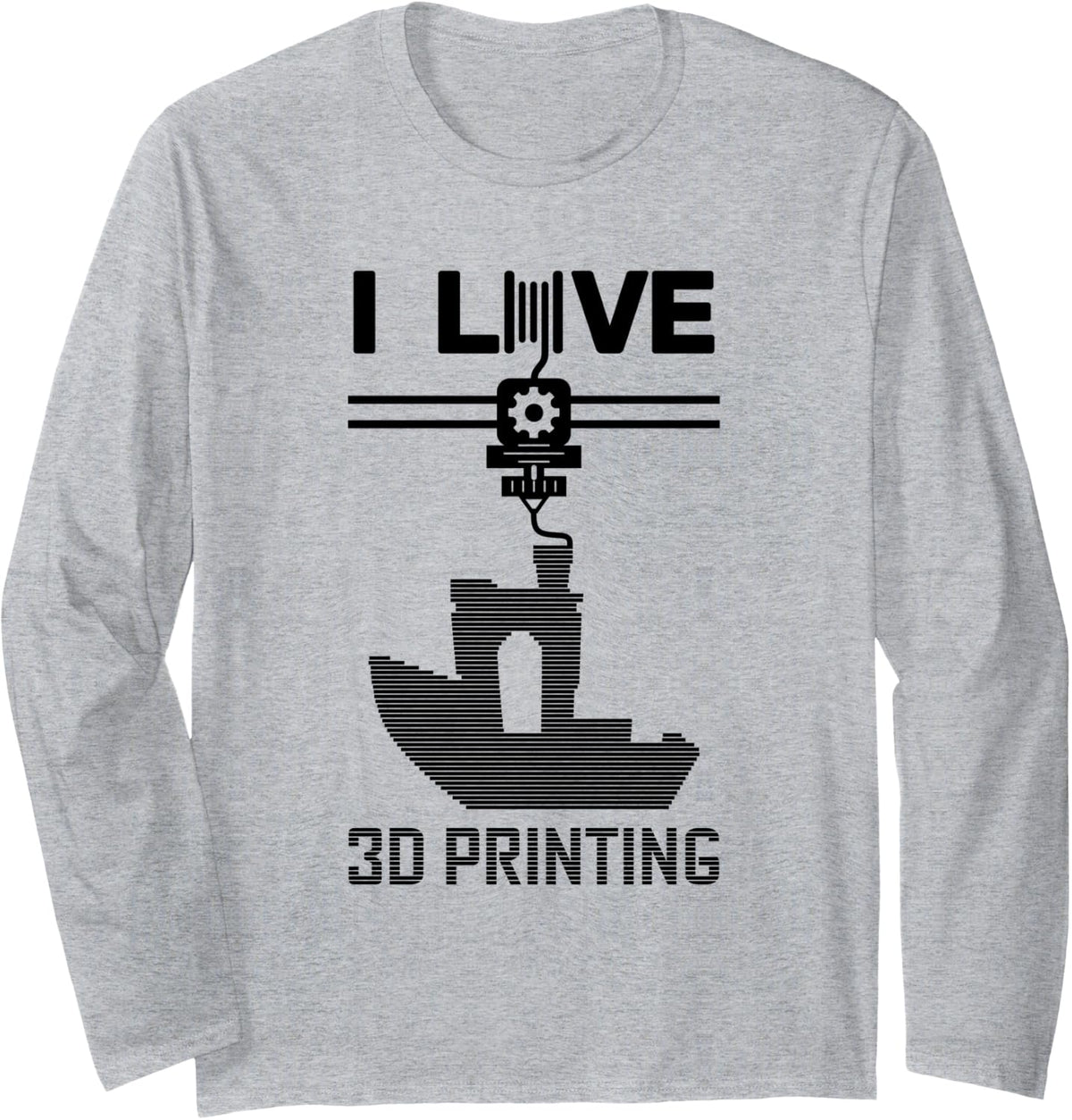 I Love 3D Printing Benchy Extruder Black 3D Printing Fan Long Sleeve