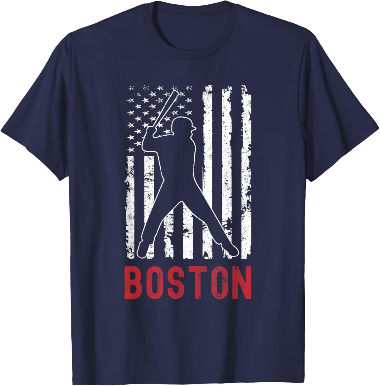 Boston Massachusetts American Flag Baseball Weathered
