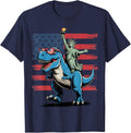 Patriotic Dino Statue Liberty 4Th July Toddler Boy Usa Flag